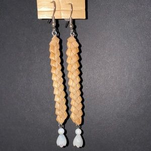 Brand New Lauhala Earrings with Mother of Pearl Beads